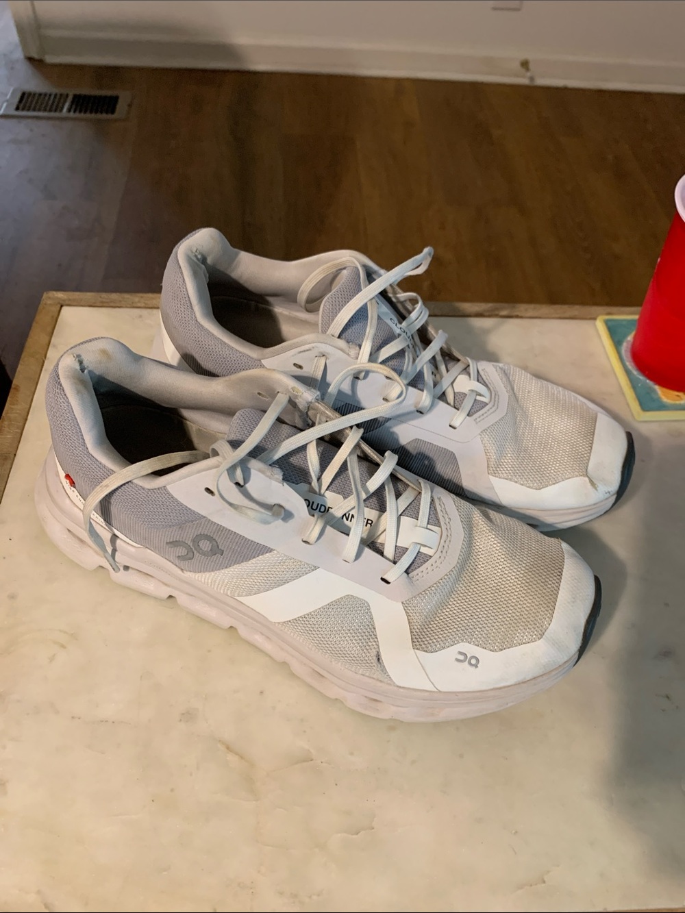 On Cloud Running Sneakers - White/Grey Women’s Athletic Shoes